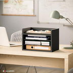 Ballucci File Organizer, 4-Tier Office Desk Organizer, Open Top Wood Paper Organizer for Classroom, Desktop Mail Sorter Paper Tray, Black - Image 6