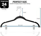 GVTECH Velvet Hangers with Clips, [24 Pack] Metal Clip Hangers for Pants - Notched Skirt Hangers for Pants, Skirts, Suit, Dresses & Shirts 360° Swivel Hook, Non Slip Felt Hanger (Beige, 24 Pack) - Image 2