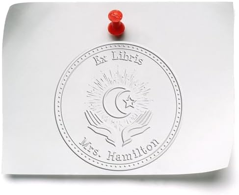 Custom Made Desk Praying Star and Crescent Name & Library Embossing Seal for Muslim Business Owners - Personalized Book Embossing Stamp - Customized Library Embosser for Professional and Personal Use by AcornSalesCo