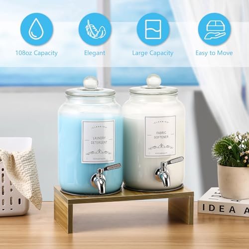 2-Pack Glass Laundry Detergent Dispenser with Stand, 106oz Leak-Proof Glass Fabric Softener Dispenser- Laundry Soap Dispenser-Reusable Container for Kitchen & Bathroom Storage - Image 5