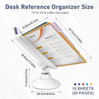 10-Pocket Desk Reference Organizer with 360° Swivel Base & 10 Double-Sided Panels Holds 20 Sheets A4/Letter Size Paper, Fast Flip & Find Desktop Reference System with Colored Index Tabs, White - Image 2