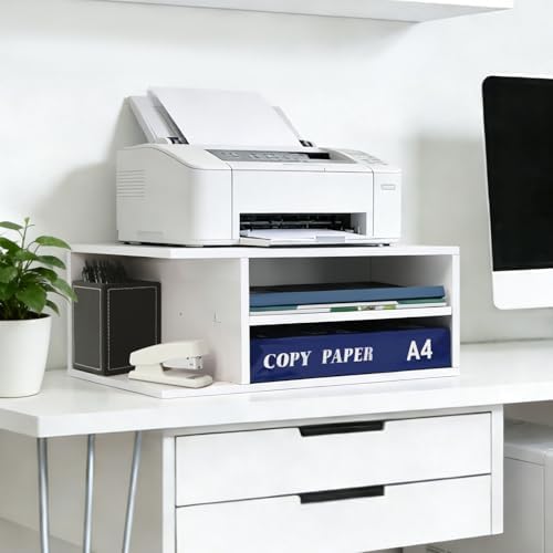 SONGWAY Printer Stand with Storage for Desk - Desktop Printer Shelf, Monitor Stand Riser, Desk Paper Storage Organizer for Home Office - Image 5