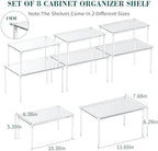 VZZNN 8 Pack Stackable Acrylic Cabinet Organizer Shelf (Transparent) - Detachable Desk Organizer Shelf for Storage of Spices, Office Desktop, Kitchen Storage Room Decor - Image 2
