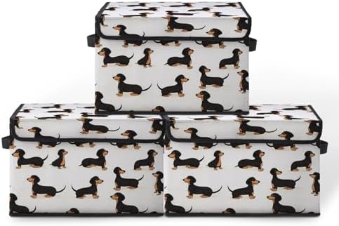 Stackable Storage Bins with Lids,Closet Organizers Fabric Box for Home and Office,Blanket Clothes Organizers,Under Bed Storage Containers 3 Pack by BestSellers
