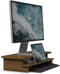 23” Monitor Stand with Phone Tablet Holder Bamboo Desk Shelf by WELLWENG