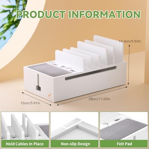 Pezin & Hulin Charger Station Organizer, No Power Charging Supply-White - Image 7