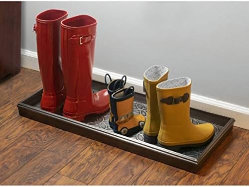 Good Directions Medium Boot Tray, Double Circles Multi-Purpose All Weather Decorative Tray, Shoes, Plants, Pet Bowls, 30x13x2 Inch, Dark Zinc Gray Steel - Image 4