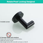 Matte Black Bathroom Hardware Accessories Set 4 Pieces,18 Inch Towel Bar,Toilet Paper Holder,Towel Hooks,SUS 304 Stainless Steel Wall Mounted Bathroom Towel Bar Set,SE96018S-4MB - Image 6