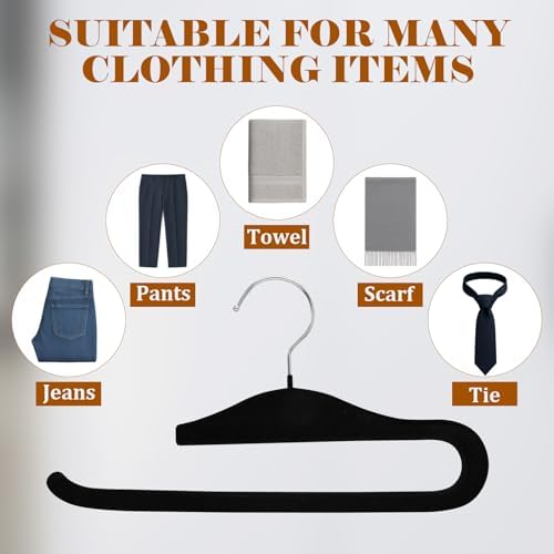 Velvet Hangers Non Slip,40 Pack Space Saving Pants Hangers,Thin Space Saving Clothes Hanger for Closet, Durable Heavy Duty Hanger with 360 Swivel Hook for Pants Towel Jeans(Black) - Image 5