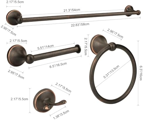 Classic Bathroom Hardware Accessories Set 4 Piece Oil Rubbed Bronze - Image 7