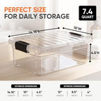 Superio 7.4 Quart Clear Plastic Storage Bin with Lid, Stackable Organizer Box, BPA-Free Storage Container for Home, Garage, School & Office, 10 Pack - Image 3