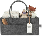 Parker Baby Co. Felt Diaper Caddy Organizer - Large, Charcoal by ParkerBabyCo