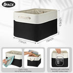 meekoo 8 Pack Fabric Storage Bins Baskets, 15 x 11 x 9.5 in, Black White - Image 3