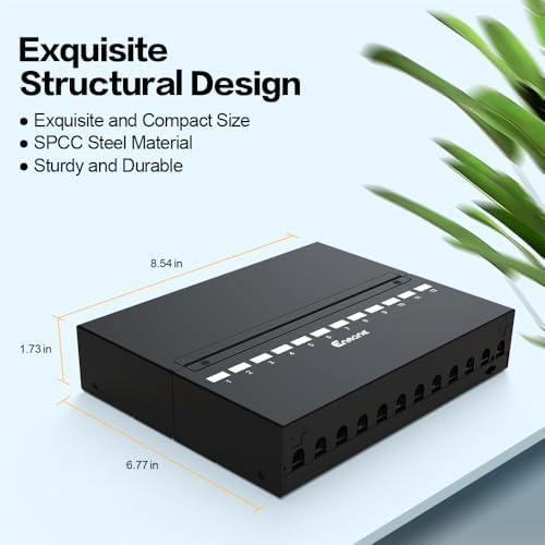 12 Port Patch Panel Blank Keystone Patch Panel Shielded Compatible with LC/SC/ST/FC/USB/HDMI Keystone Jack for Home/Office Ethernet Termination Box - Image 3