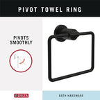 Delta 4-Piece Matte Black Bathroom Set Towel Rack, Ring, Toilet Paper Holder, Hook | Nicoli Bath Accessories - Image 2