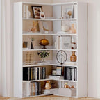 Corner Bookshelf, Freestanding L Shaped Display Shelf, 6 Tiers Bookcase with Baffles, Wooden Bookcase with Storage Organizer for Home Office, Living Room, Bedroom (35.2") by Unknown