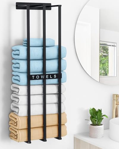 Bethom Towel Racks for Bathroom, Towel Storage Holder Space Saving, Black by Bethom