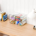 Yieach 4 Pack Clear Stackable Storage Drawers,Acrylic Drawer Organizer for Medicine,Palettes,Hair Accessories and Makeup Organizer,Plastic Drawers for Cabinet,Office,Desk,Bathroom Storage Containers - Image 7