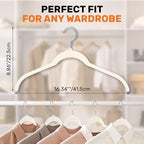 Sishynio Velvet Shirt Hangers 30 Pack, Slim Felt Hangers Beige - Image 5