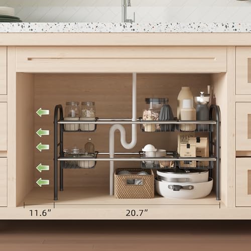 Under Sink Organizers and Storage,Expandable under cabinet organizer Shelf - Image 3