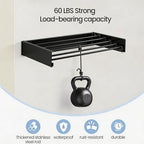 Wall Mounted Laundry Drying Rack, Carbon Steel Foldable & Retractable Clothes Drying Rack, Space Saving Adjustable Towel Holder for Bathroom, Laundry, Small Spaces (1, Black, 50cm) - Image 2