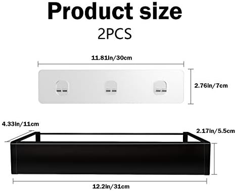 Shower Caddy, Adhesive Shower Organizer with Hooks, Shower Shelves for Inside Shower, No Drilling Shower Rack Holder, Shower Storage for Bathroom, Kitchen Spice Rack-2 Pack Black - Image 6