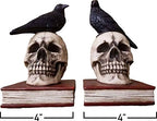 Evil Omen Raven On Skull Perch Decorative Bookend Set - Image 2