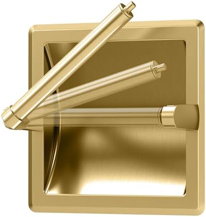 Gatco 753 Recessed Pivoting Toilet Paper Holder, Wall Mounted, Heavy Duty Metal Tissue Holder for Bathroom – Available in Brushed Brass - Image 4