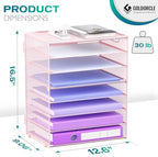 8 Tier Paper Letter Tray Organizer with Handles for Desk (Pink) - Image 2