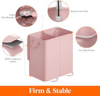 Lifewit Double Laundry Hamper with Lid, Removable Laundry Bags, Pink - Image 2