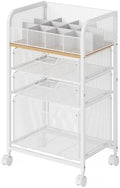 Jakyitvi Makeup Cart Organizer with 3 Drawers, Under Desk Storage Drawers,Floor Skincare & Makeup Organizer, Vanity Storage for Cosmetics, Nail Polish, Perfume, Makeup Brushes, Hair Tools, White by Jakyitvi