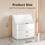 Makeup Organizer Countertop Vanity with Transparent Lid Drawers Waterproof Dustproof Cosmetic Skincare Bathroom Storage Gift for Women Teens Girls (White) - Image 5