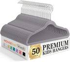 HOUSE DAY 14 Inch Kids Velvet Hangers 50 Pack, Durable Big Kid Hanger Grey by HOUSEDAY