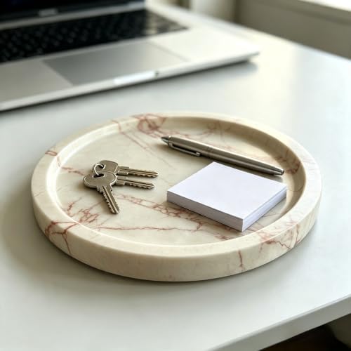 Natural Travertine Marble Round Tray: 7.8" Bathroom Vanity Counter Décor - Image 6
