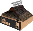 Wooden Hangers - Non Slip Luxury Natural Lotus Wood & Velvet Suit & Pants Hangers - 360 Rotating Hooks - 20 Pack by Unknown