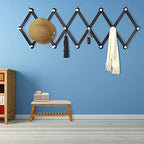 Dseap Accordian Wall Hanger: Wooden Coat Rack Wall Mounted, Hat Racks for Baseball Caps, Mug Rack, 16 Peg Hooks, Black & White - Image 2