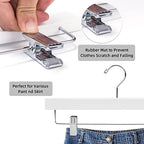 Nature Smile Deluxe Wooden Pants Hangers Solid Wood Bottom Jeans Hanger Skirt Hanger with 2-Adjustable Clips Pack of 20 (White) - Image 3