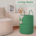 JMvicyroam 100L Cotton Rope Laundry Basket Hamper, Dark Green - Image 3