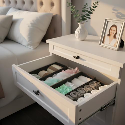 Bructhun Sock Drawer Organizer 9 Pack - Collapsible Fabric Storage Bins for Underwear Divider, Small Closet Organizers with 9 Compartments, Khaki - Image 2
