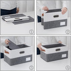 PRANDOM Larger Foldable Storage Bins with Handles [3-Pack] Fabric Collapsible Storage Boxes Baskets Cubes Containers with Handles for Closet Living Room Bedroom (Grey & White 17.3x12.2x10.4') - Image 5