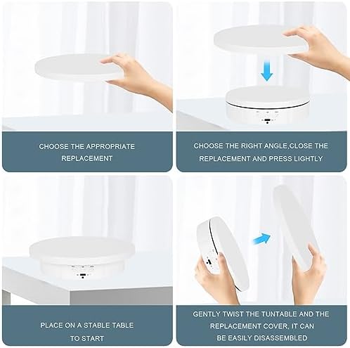 Remote Motorized Rotating Display Stand, Electric Rotating Platform with 5.74/7.08/8.66in Replacement Covers, 3 in 1 Turntable for Live Streaming Video Shoot Photography - Image 6