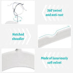 Sishynio Velvet Hangers 50 Pack, Non-Slip Slim Felt Clothes Hangers White - Image 2