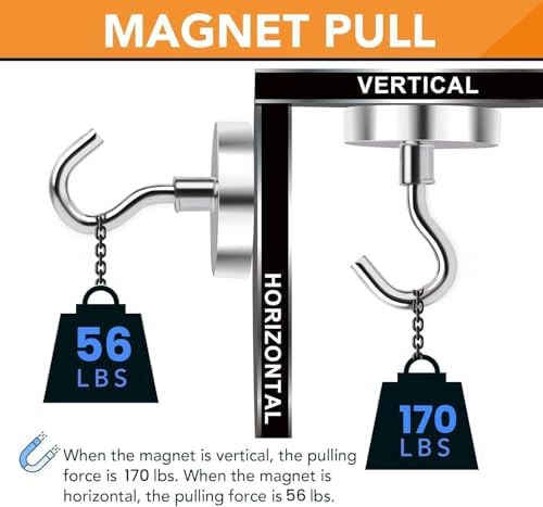 DIYMAG Magnetic Hooks,170lbs 16pcs Cruise Cabin Essentials Heavy Duty N52 - Image 4