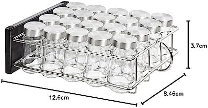 Amazon Basics 20 Jars Spice Rack Organizer, Space-Saving Kitchen Organizer with Glass Spice Jars, Sturdy, Silver - Image 6