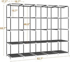 MOGELAFOO 83" Large Capacity Portable Wardrobe Closet for Hanging Clothes with Fabric Cover 5 Hanging Rods, 10 Storage Shelves, Black - Image 7