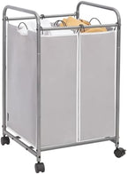 STORAGE MANIAC 2 Section Laundry Sorter, Laundry Hamper with Wheels, Gray by STORAGEMANIAC