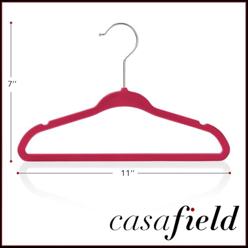 Casafield 100 Velvet Baby Hangers - 11" Size for Infant & Toddler Clothes - Pink - Image 5