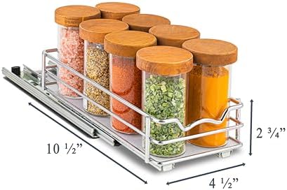 Pull Out Spice Rack for Cabinet, Spice Organizer 4-1/2"W x10-1/2"D x2-3/4”H - Image 3