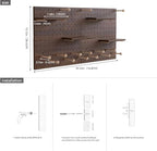 Wooden Pegboard Modular Display Organization Storage Wall Hooks Shelf (Walnut Colored Finish-B-4) - Image 3