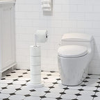 MARMOLUX ACC Free Standing Toilet Paper Holder Stand with Storage for 4 Rolls of Toilet Tissue for Bathroom, Stainless Steel Luxury Modern White Finished 1pc - Image 3